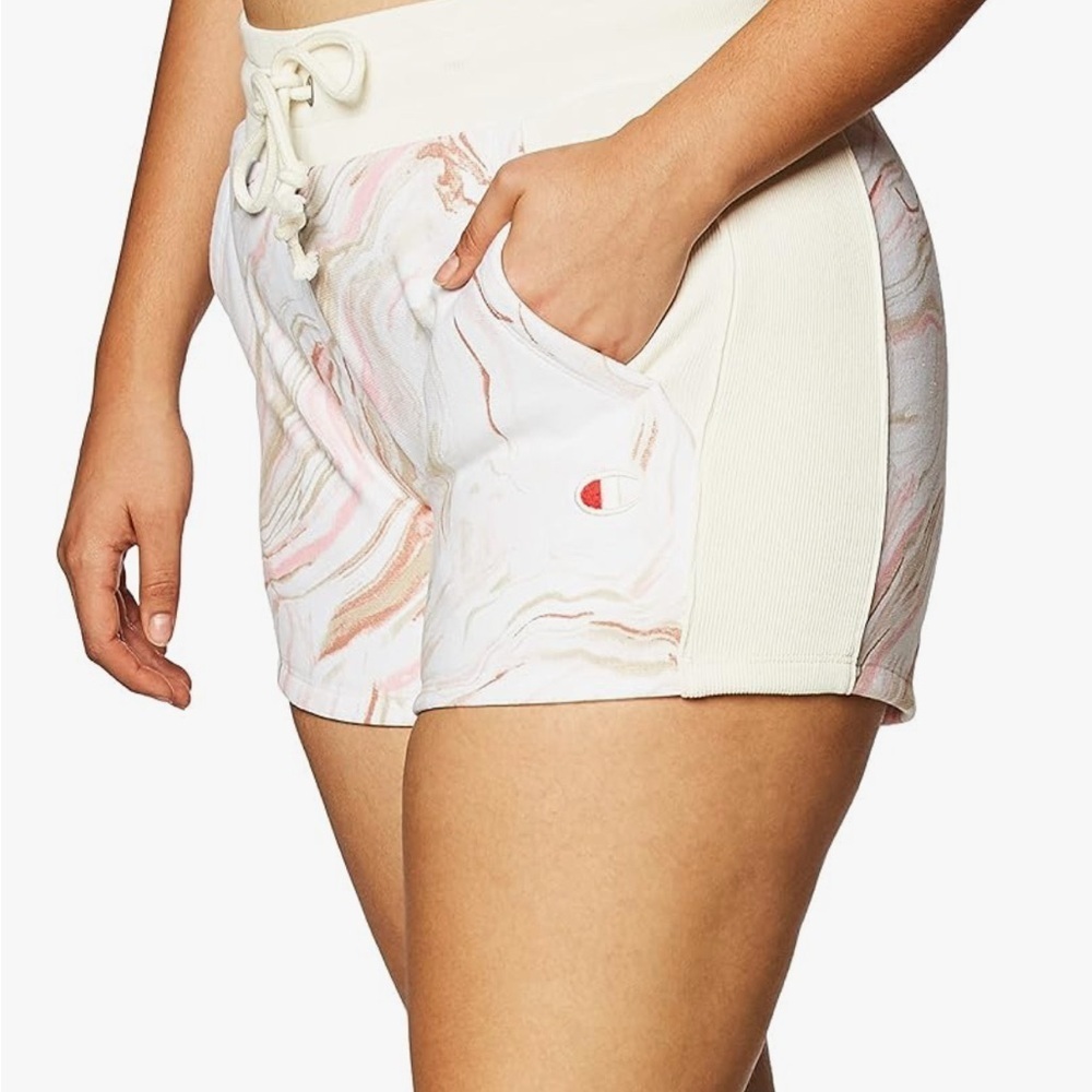 Champion Athletic Shorts White and Pink Marble‎ Design